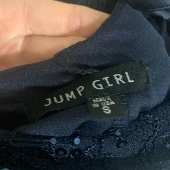 Jump Girl Navy Blue Sequin Mini Lace Dress Small - Picture 7 of 7